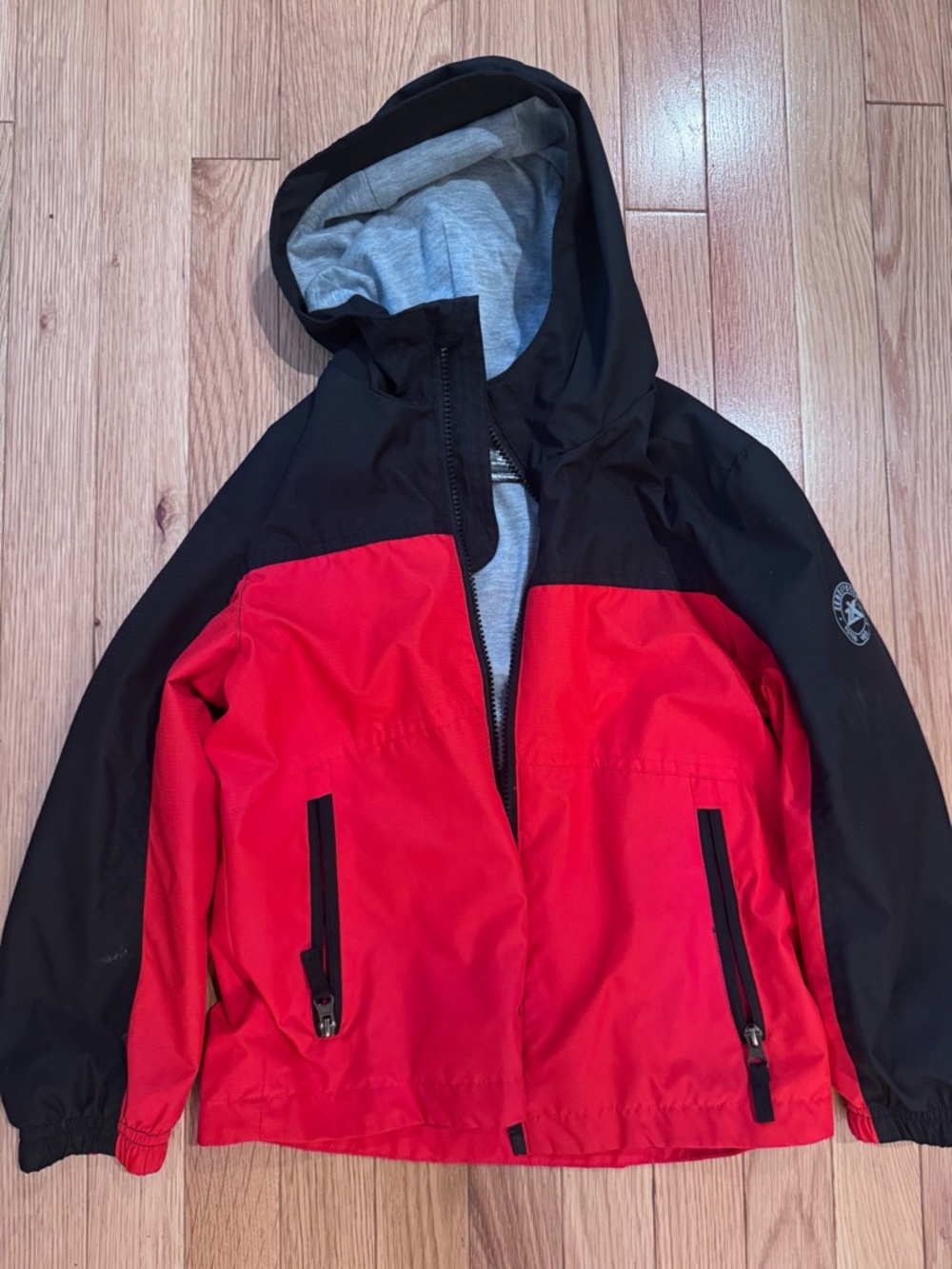 ZeroXposur Red and Black Hooded Kids Rain Jacket